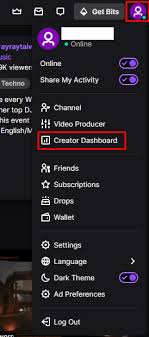 Creator Dashboard option in Twitch