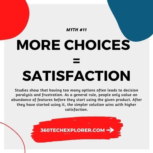 More choices and features give the user more satisfaction. UX Myth #11